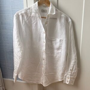 AYR The Deep End in White Linen Button Down Shirt